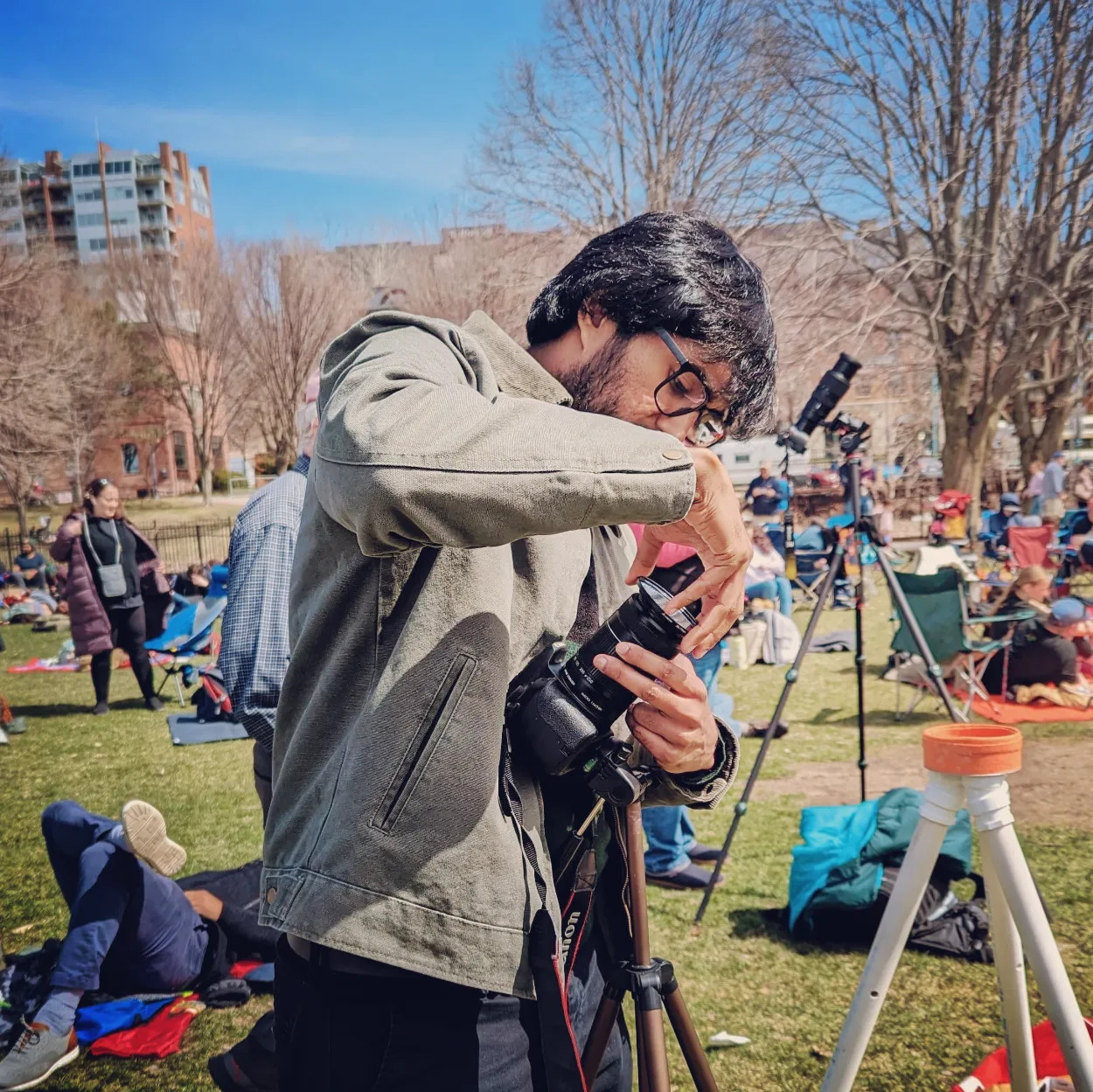 Me, setting up the camera.